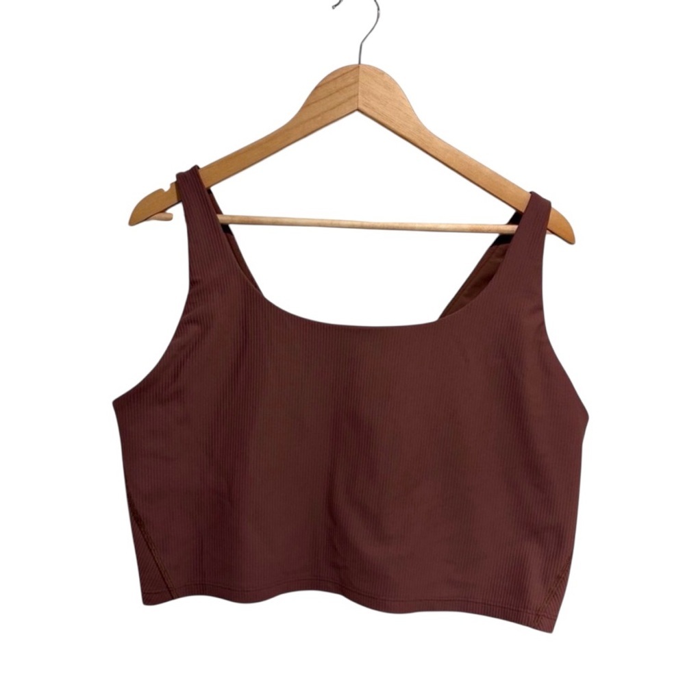 2/$25 Old Navy Women's Ribbed Brown Crop Top Light Support Powersoft Go-Dry